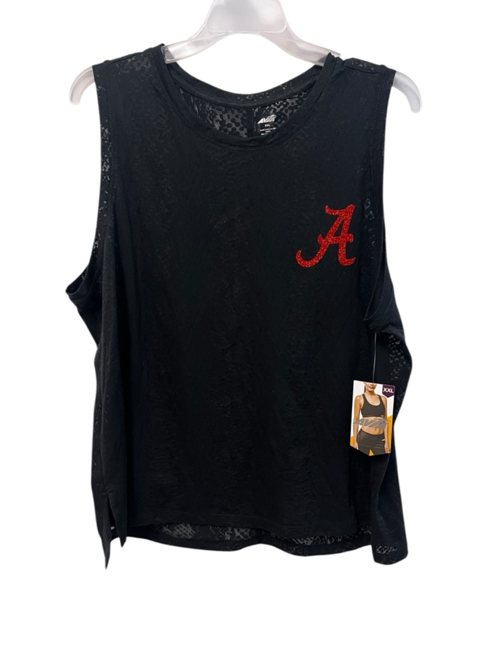 Avia Black Sleeveless Tank with Red Glitter 'A' Accent
